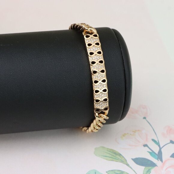 "Elegant Infinity Pattern Rose Gold Bracelet with Sparkling CZ Stones, XPBL0965 - Picture 8 of 12